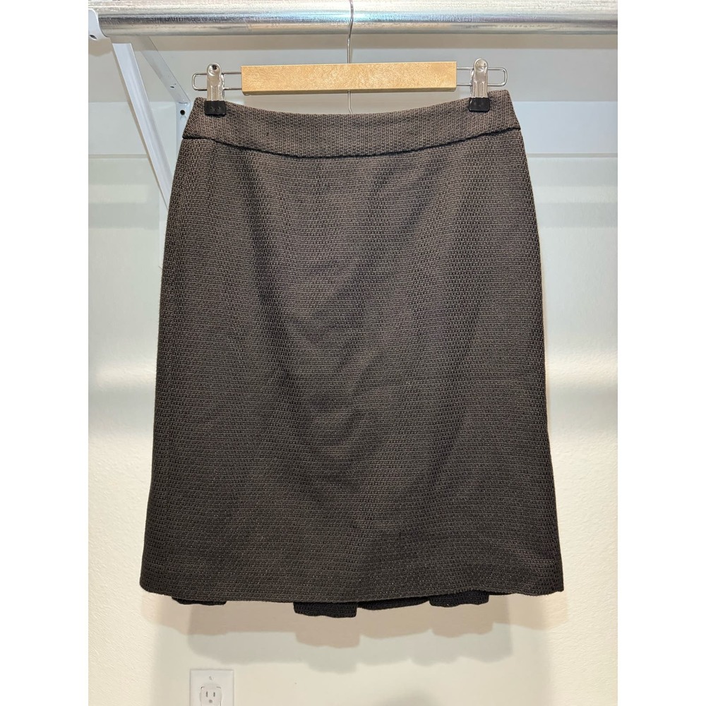 Ann Taylor Brown Tweed Skirt Size 2 Petite Brown Cotton Blend‎